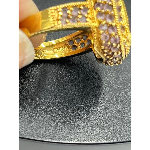 UTC Gold Plated Vermeil Sterling Silver Cushion Cut Amethyst Cocktail Ring Sz 8 - Picture 11 of 16